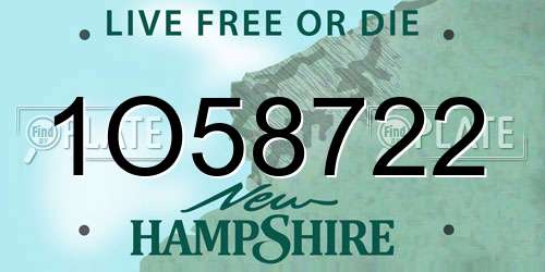 1O58722 New Hampshire License Plate