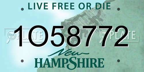 1O58772 New Hampshire License Plate