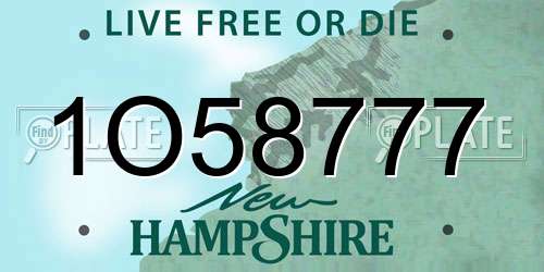 1O58777 New Hampshire License Plate