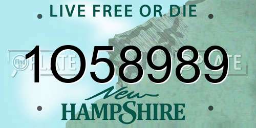 1O58989 New Hampshire License Plate