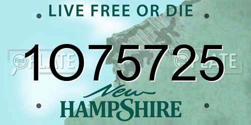 1O75725 New Hampshire License Plate