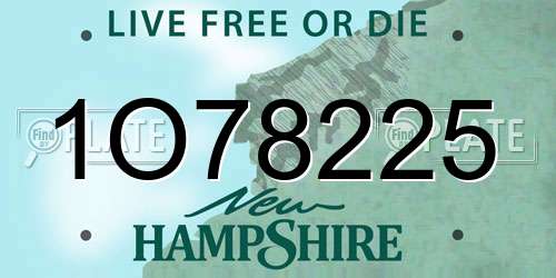 1O78225 New Hampshire License Plate