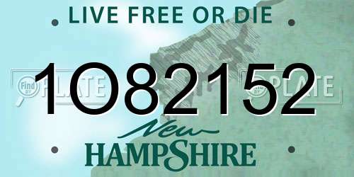 1O82152 New Hampshire License Plate