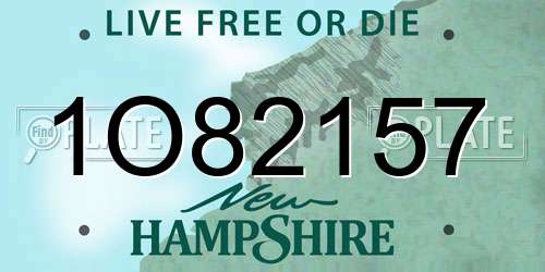 1O82157 New Hampshire License Plate