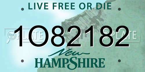 1O82182 New Hampshire License Plate
