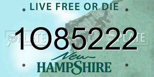 1O85222 New Hampshire License Plate
