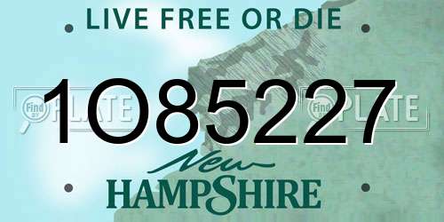 1O85227 New Hampshire License Plate