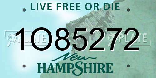 1O85272 New Hampshire License Plate