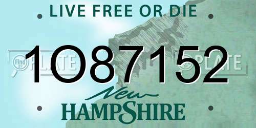 1O87152 New Hampshire License Plate