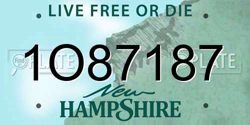 1O87187 New Hampshire License Plate