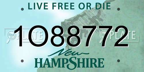 1O88772 New Hampshire License Plate