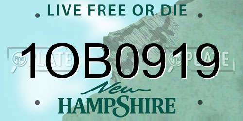1OB0919 New Hampshire License Plate