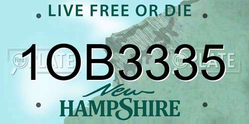 1OB3335 New Hampshire License Plate