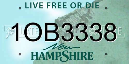 1OB3338 New Hampshire License Plate