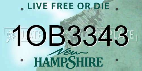 1OB3343 New Hampshire License Plate
