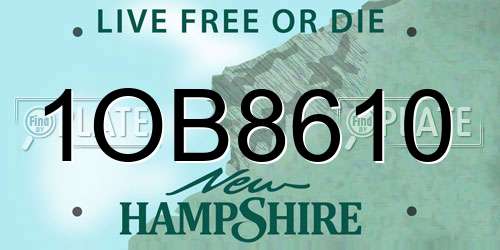 1OB8610 New Hampshire License Plate