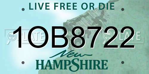 1OB8722 New Hampshire License Plate