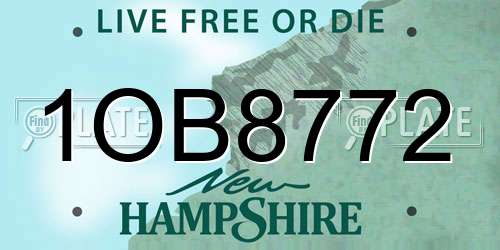1OB8772 New Hampshire License Plate