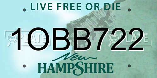 1OBB722 New Hampshire License Plate