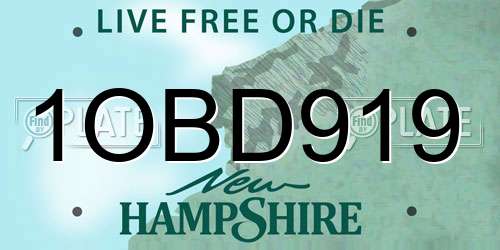1OBD919 New Hampshire License Plate