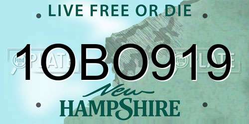 1OBO919 New Hampshire License Plate