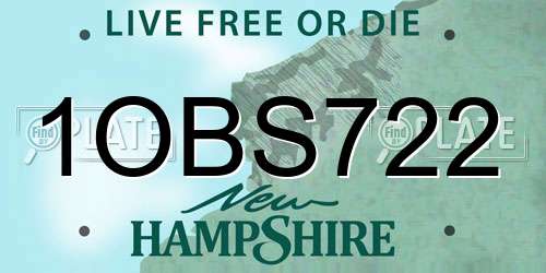 1OBS722 New Hampshire License Plate