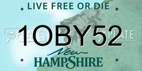 1OBY52 New Hampshire License Plate