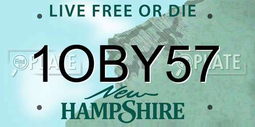1OBY57 New Hampshire License Plate