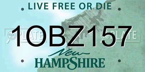 1OBZ157 New Hampshire License Plate