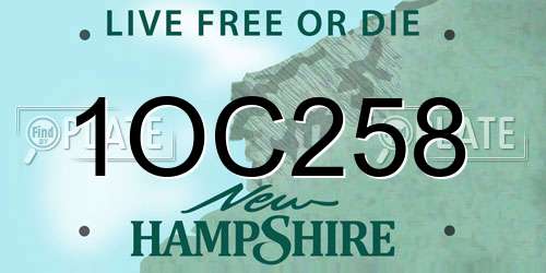 1OC258 New Hampshire License Plate