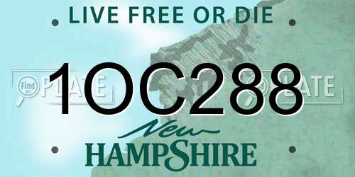 1OC288 New Hampshire License Plate