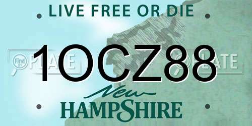 1OCZ88 New Hampshire License Plate
