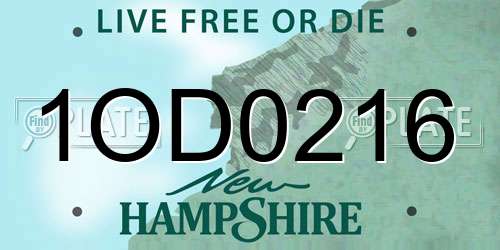 1OD0216 New Hampshire License Plate