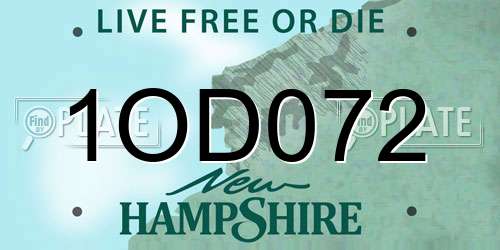 1OD072 New Hampshire License Plate