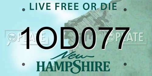 1OD077 New Hampshire License Plate