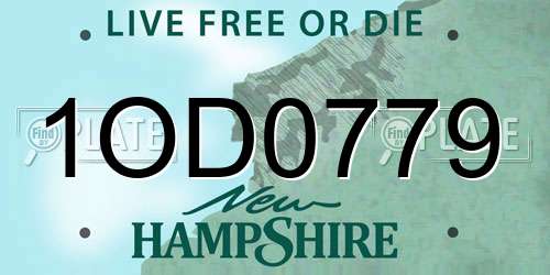 1OD0779 New Hampshire License Plate