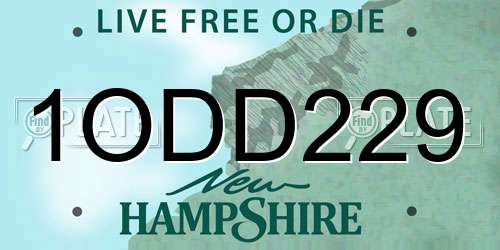 1ODD229 New Hampshire License Plate