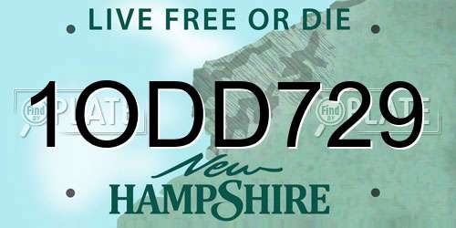 1ODD729 New Hampshire License Plate