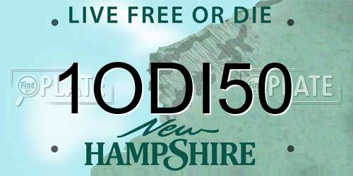 1ODI50 New Hampshire License Plate