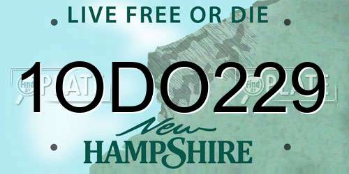 1ODO229 New Hampshire License Plate