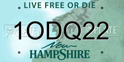 1ODQ22 New Hampshire License Plate