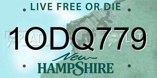 1ODQ779 New Hampshire License Plate