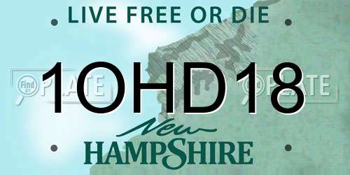 1OHD18 New Hampshire License Plate
