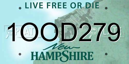 1OOD279 New Hampshire License Plate