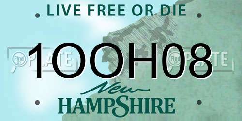 1OOH08 New Hampshire License Plate