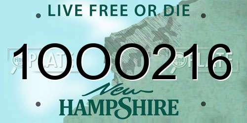 1OOO216 New Hampshire License Plate