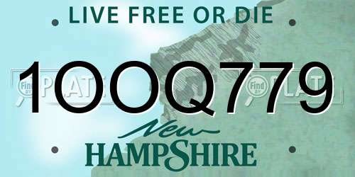 1OOQ779 New Hampshire License Plate