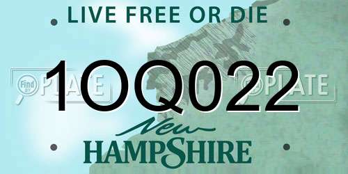 1OQ022 New Hampshire License Plate
