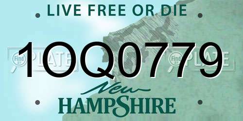 1OQ0779 New Hampshire License Plate