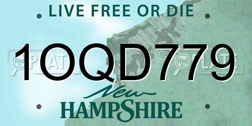 1OQD779 New Hampshire License Plate